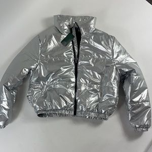Wild Fable Puffer Jacket in Metallic Silver
